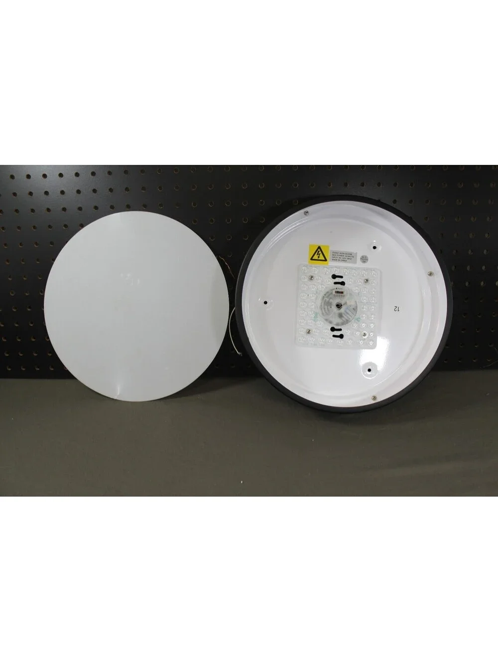 Modern Round LED Flush Mount Ceiling Light Black Wood Accent